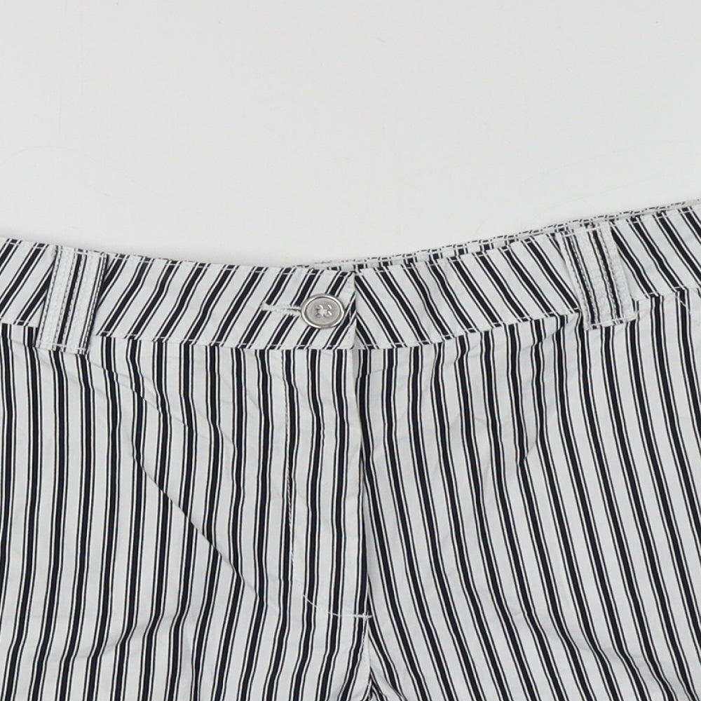 Dorothy Perkins Womens White Striped Cotton Chino Shorts Size 10 L14 in Regular