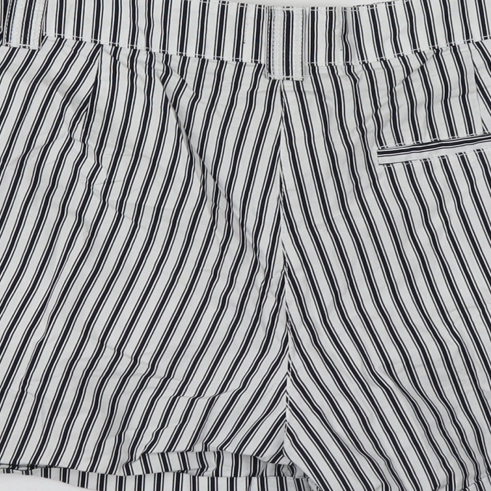 Dorothy Perkins Womens White Striped Cotton Chino Shorts Size 10 L14 in Regular