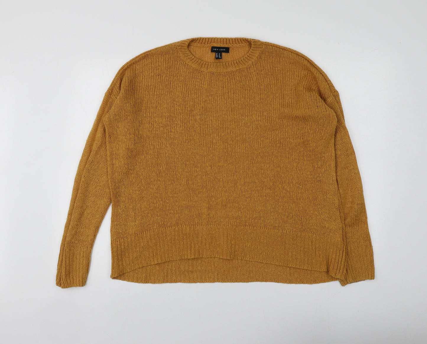 New Look Womens Yellow Round Neck  Acrylic Pullover Jumper Size M