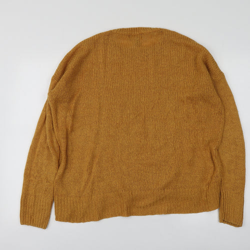 New Look Womens Yellow Round Neck  Acrylic Pullover Jumper Size M