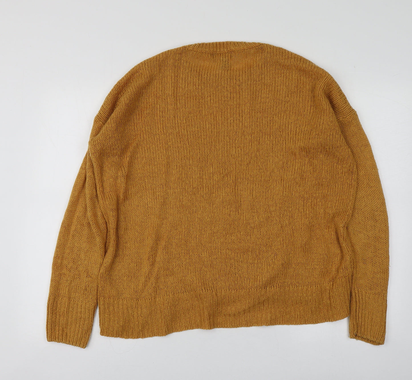 New Look Womens Yellow Round Neck  Acrylic Pullover Jumper Size M