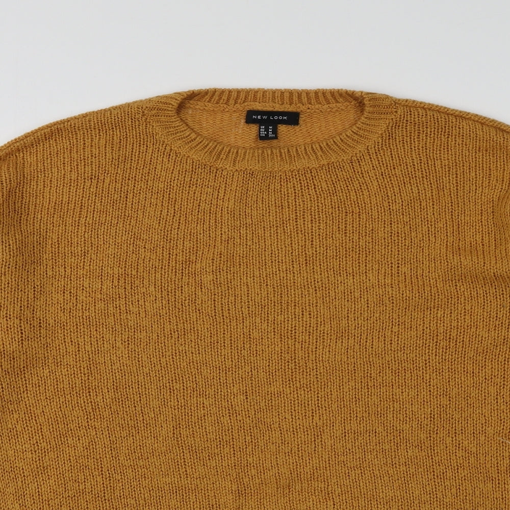New Look Womens Yellow Round Neck  Acrylic Pullover Jumper Size M