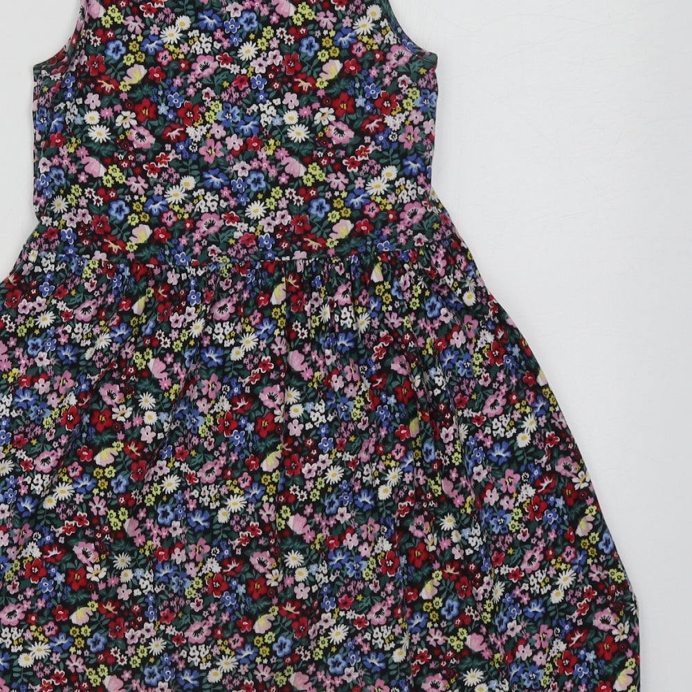 H&M Girls Multicoloured Floral Cotton Skater Dress  Size 6-7 Years  Round Neck