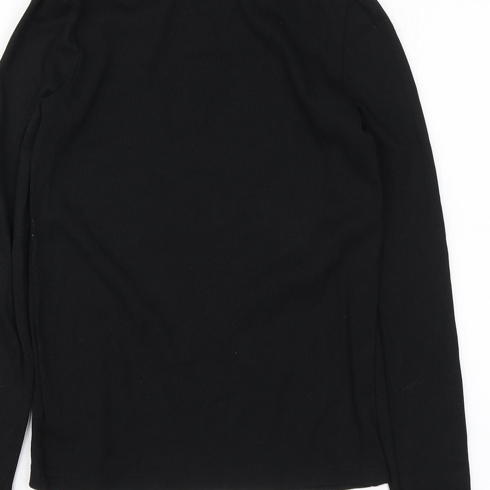 F&F Girls Black  Cotton Basic T-Shirt Size 12-13 Years Round Neck