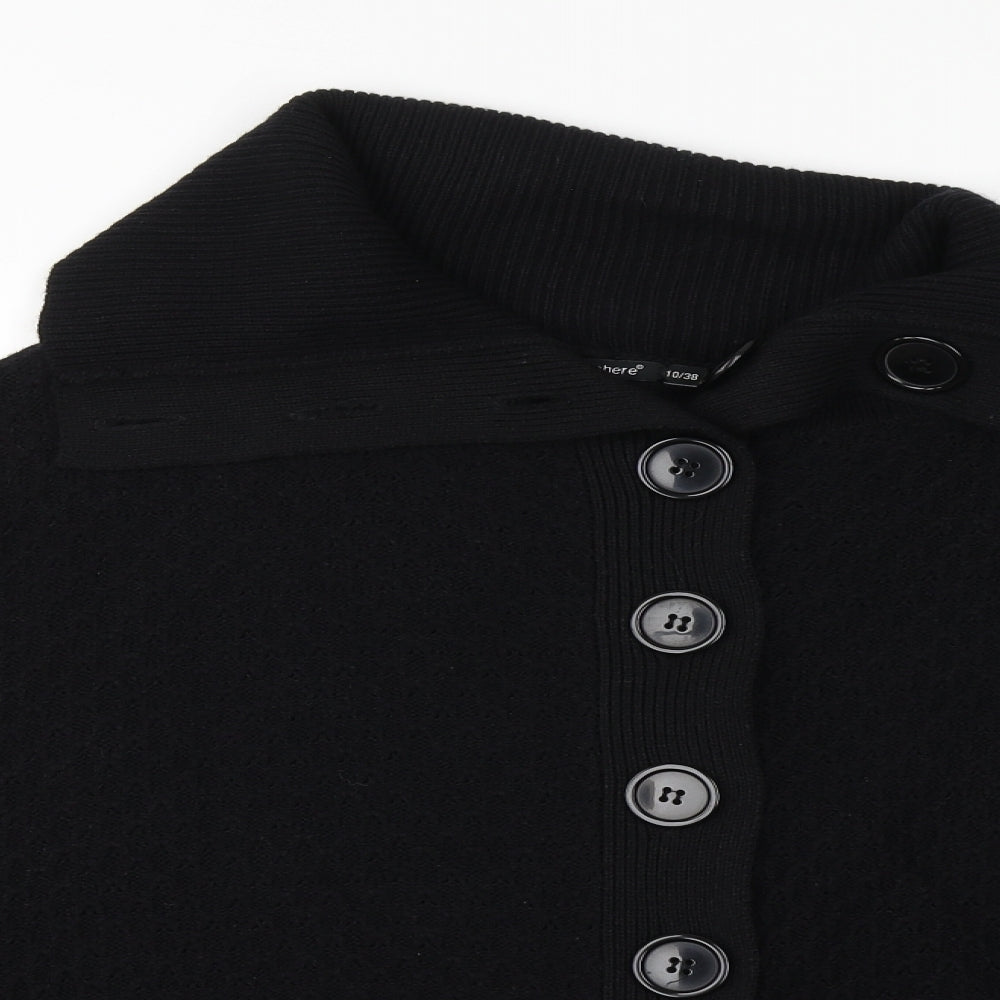 Atmosphere Womens Black Roll Neck  Acrylic Cardigan Jumper Size 10
