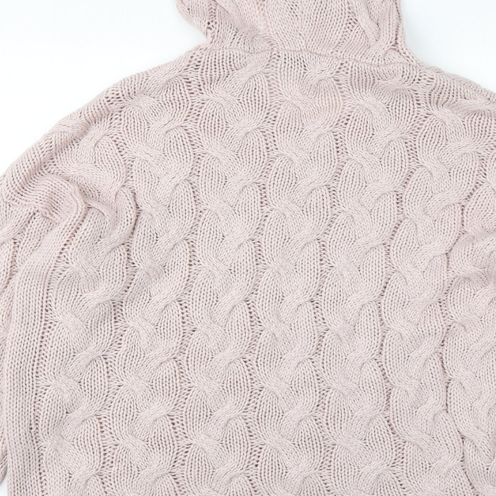 sheilay Womens Pink V-Neck  Acrylic Pullover Jumper Size XL