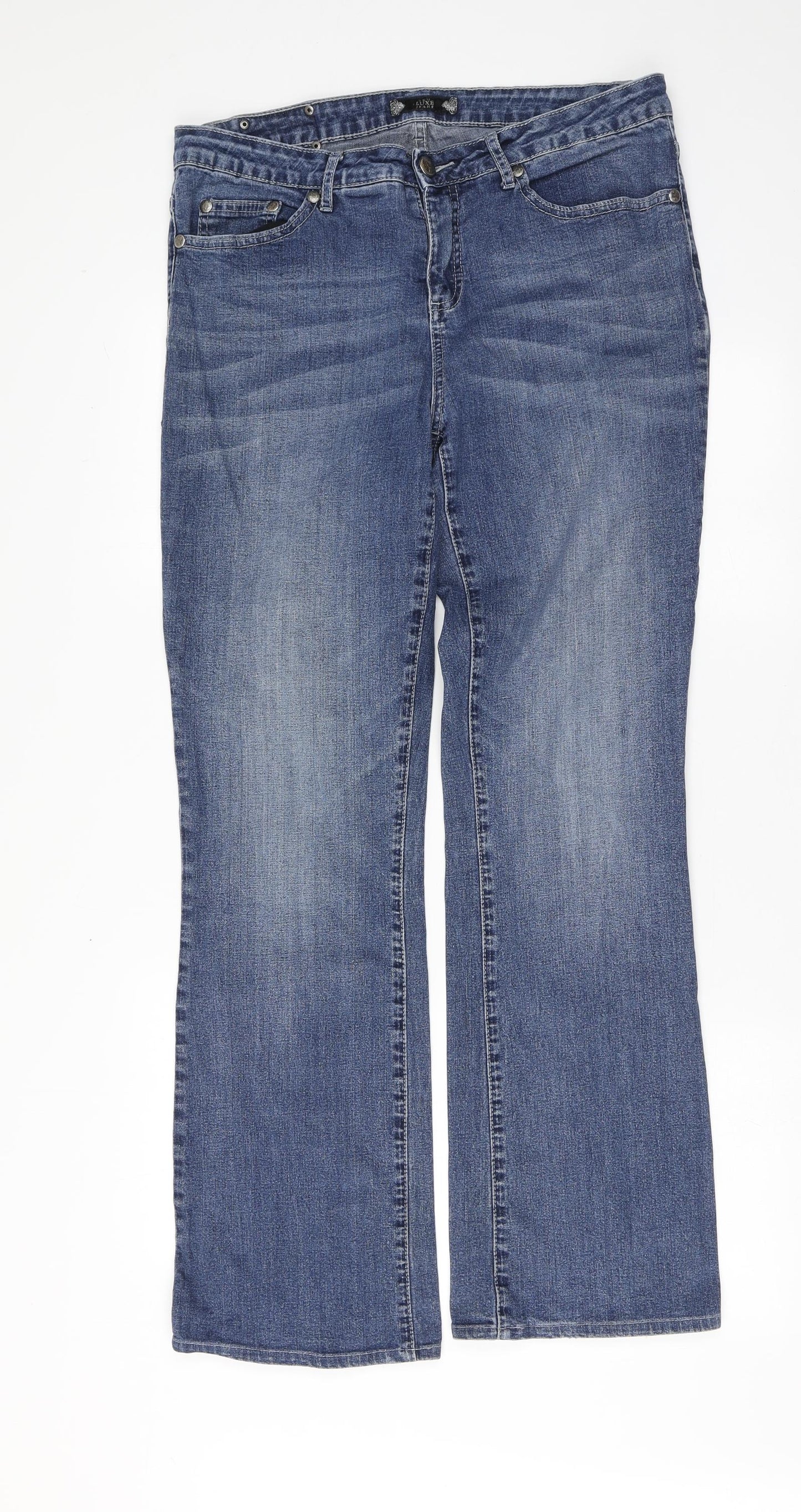 Tru Luxe Womens Blue  Cotton Bootcut Jeans Size 31 L31 in Regular