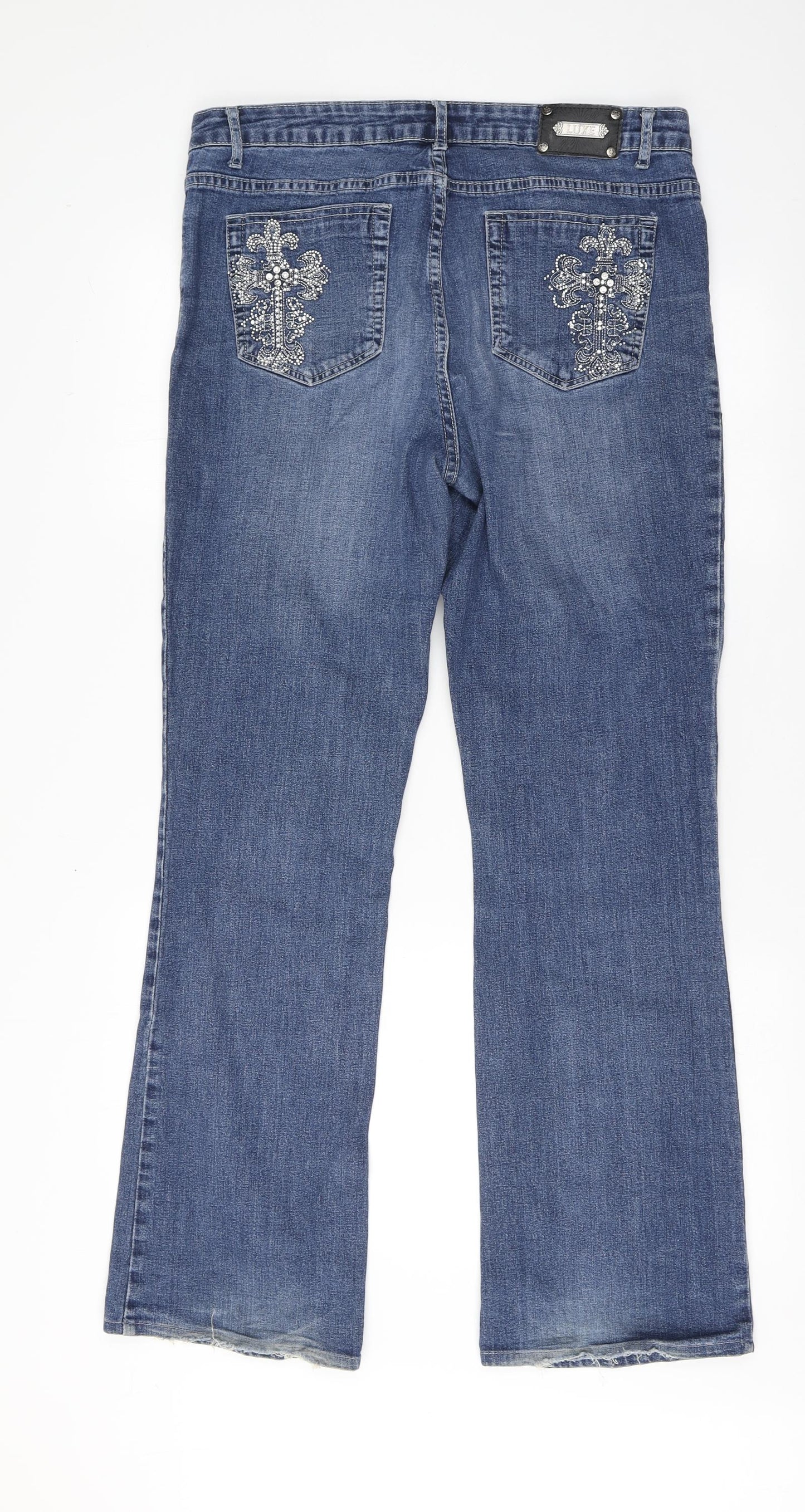 Tru Luxe Womens Blue  Cotton Bootcut Jeans Size 31 L31 in Regular