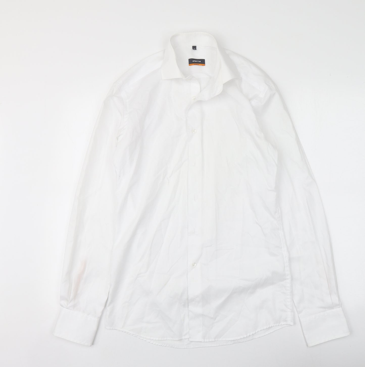 Eterna Mens White  Cotton  Button-Up Size 15 Collared