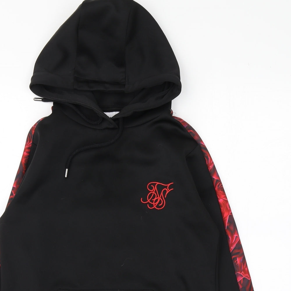 SikSilk Womens Black  Polyester Pullover Hoodie Size 8