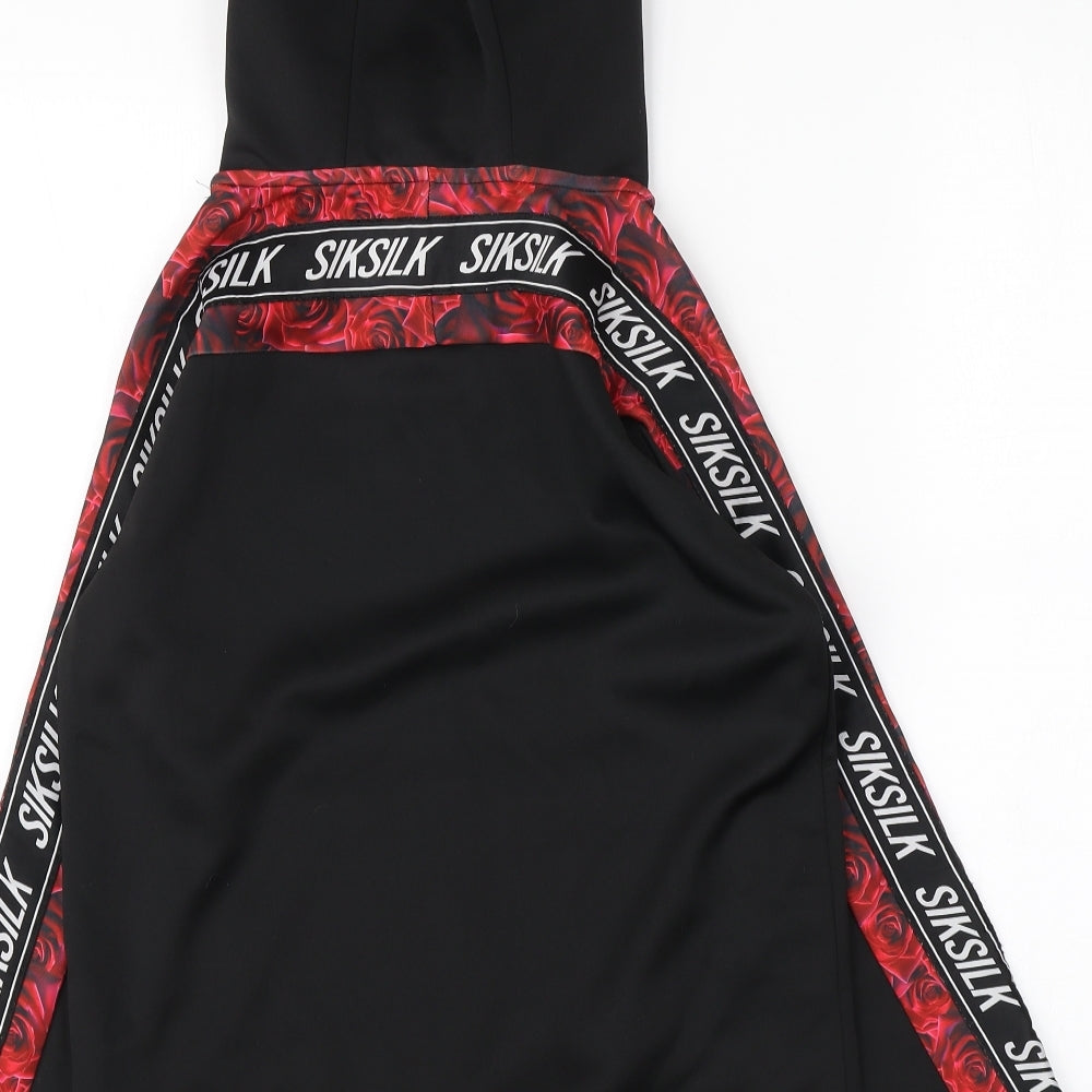 SikSilk Womens Black  Polyester Pullover Hoodie Size 8