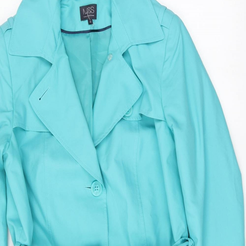 Marks and Spencer Womens Blue   Pea Coat Coat Size 14