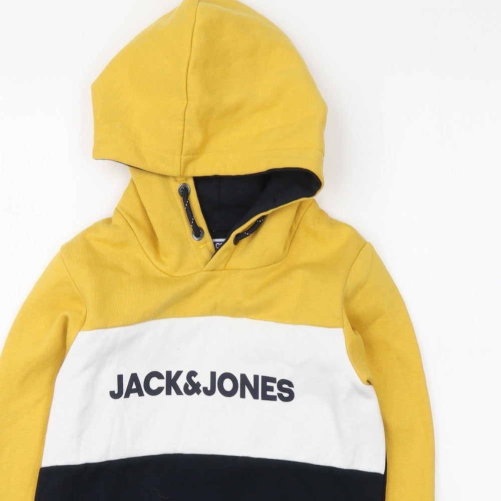 JACK & JONES Boys Yellow  Cotton Pullover Hoodie Size 12-13 Years