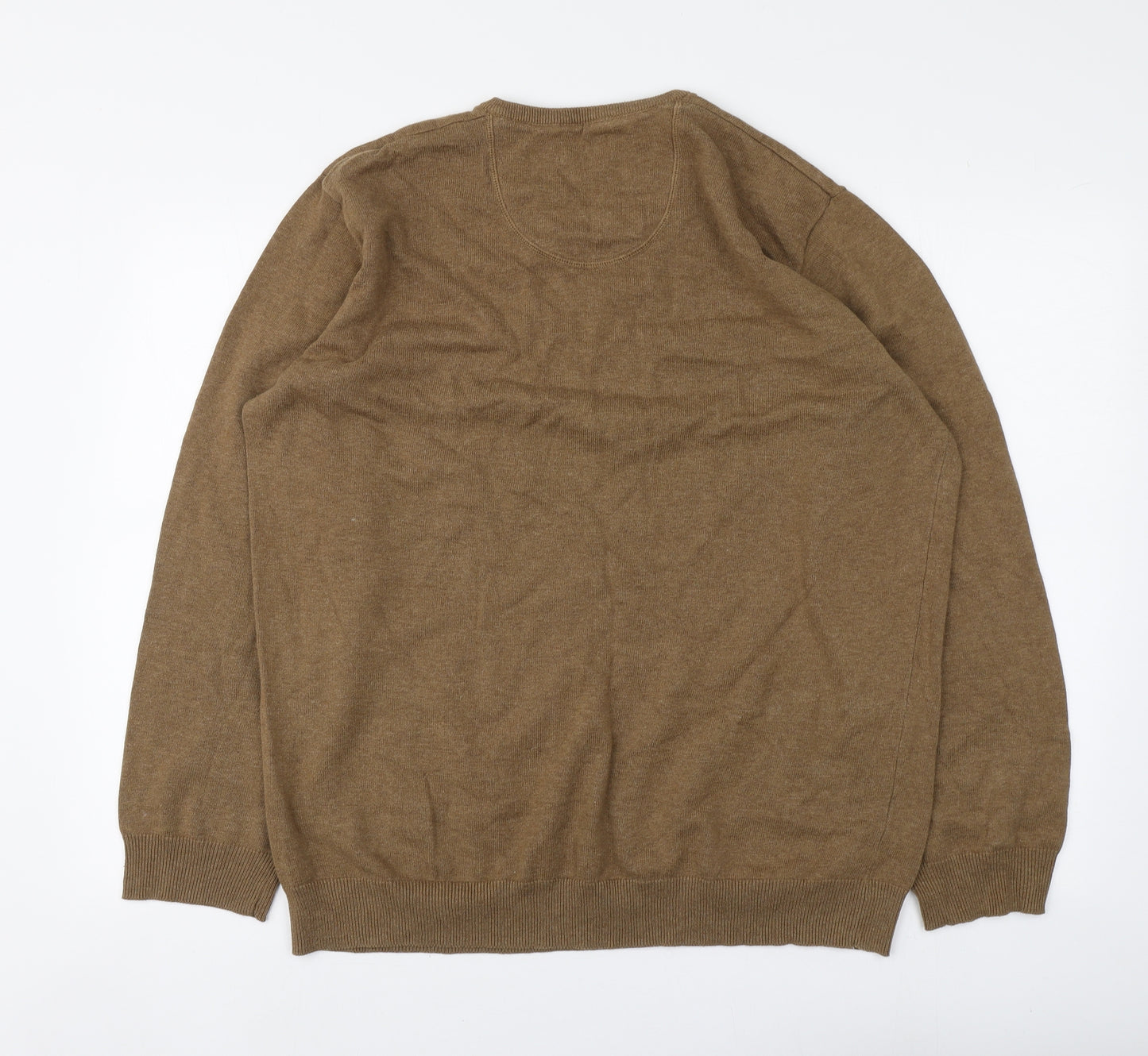 Greenwoods Mens Brown V-Neck  Cotton Pullover Jumper Size XL