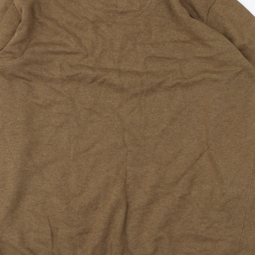 Greenwoods Mens Brown V-Neck  Cotton Pullover Jumper Size XL