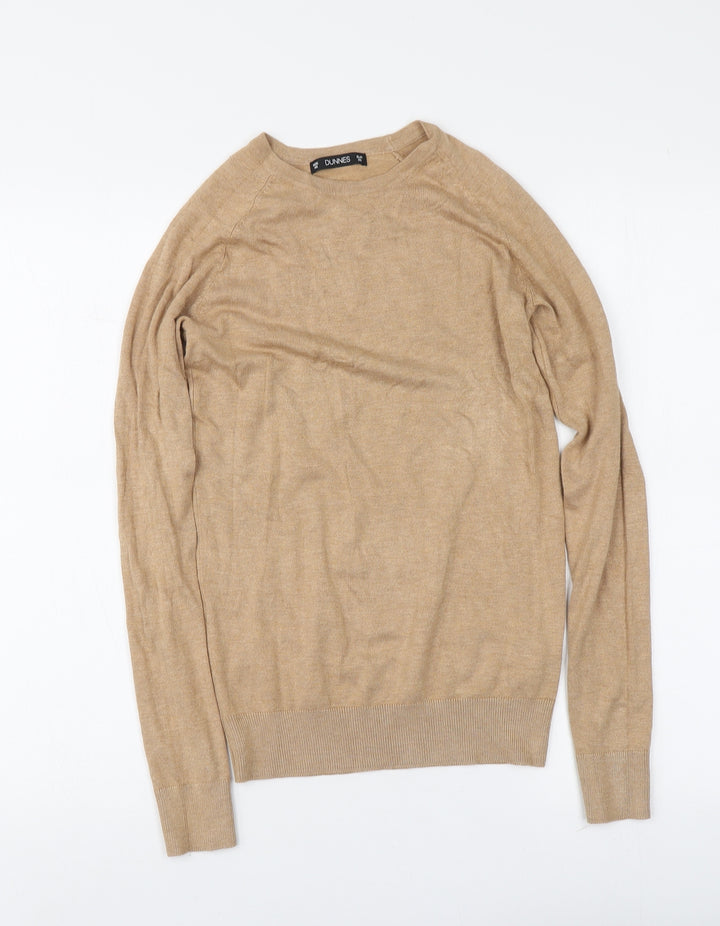 Dunnes Stores Womens Beige Round Neck  Viscose Pullover Jumper Size XS