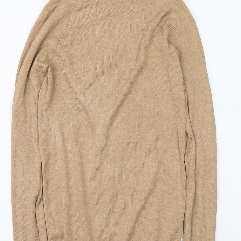 Dunnes Stores Womens Beige Round Neck  Viscose Pullover Jumper Size XS