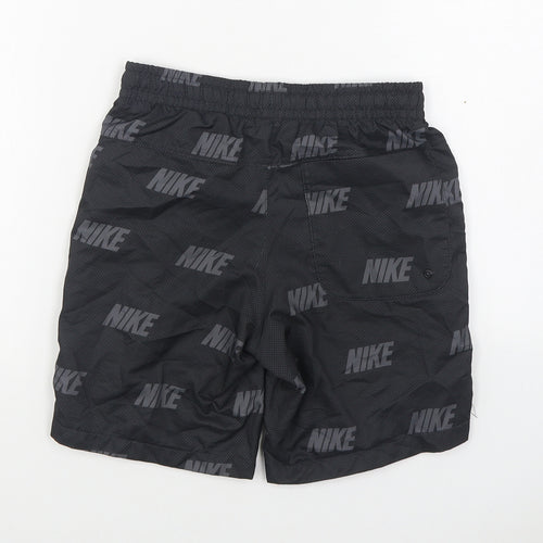 Nike Boys Black Geometric Polyester Sweat Shorts Size 10-11 Years Regular Tie