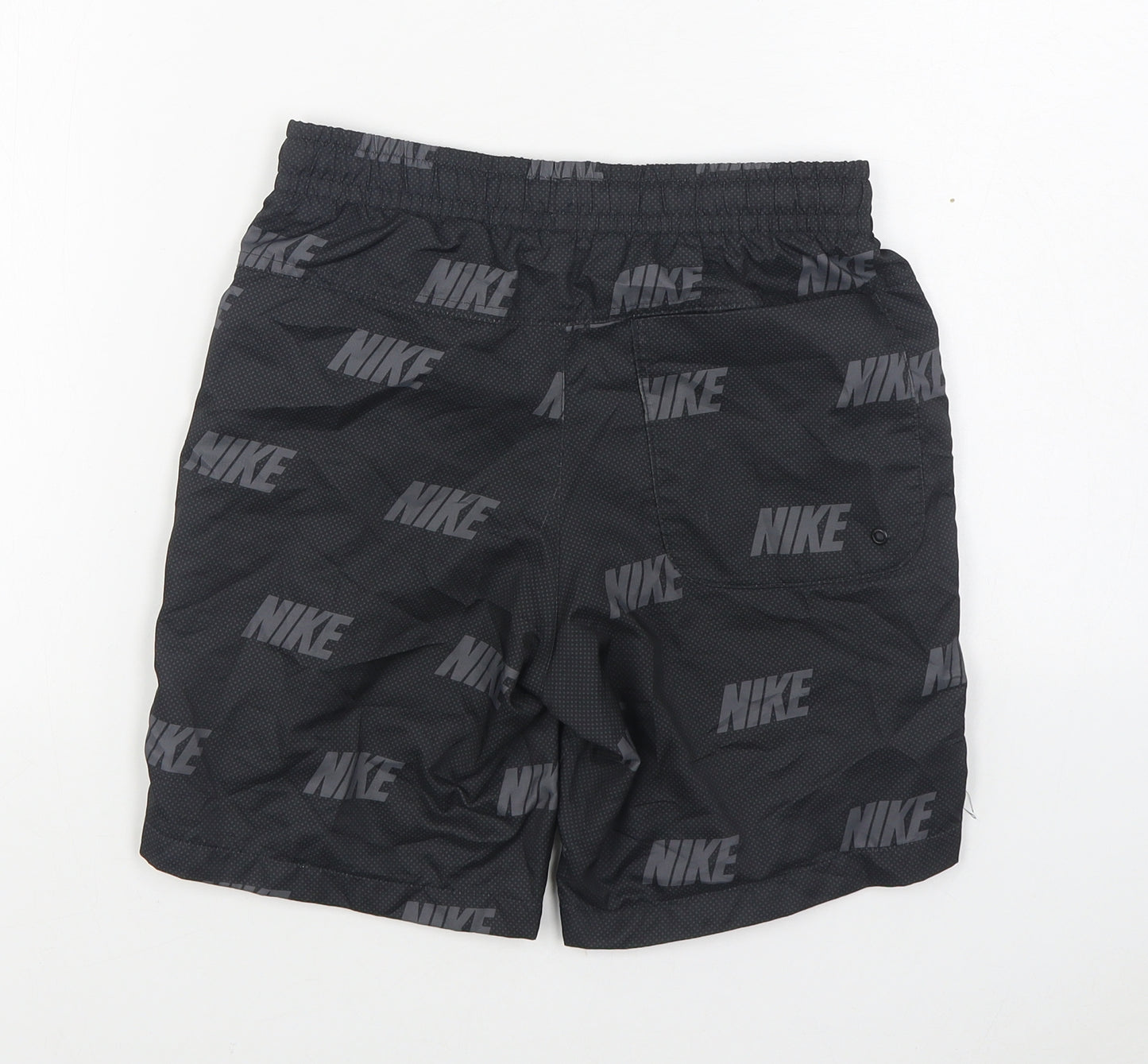 Nike Boys Black Geometric Polyester Sweat Shorts Size 10-11 Years Regular Tie