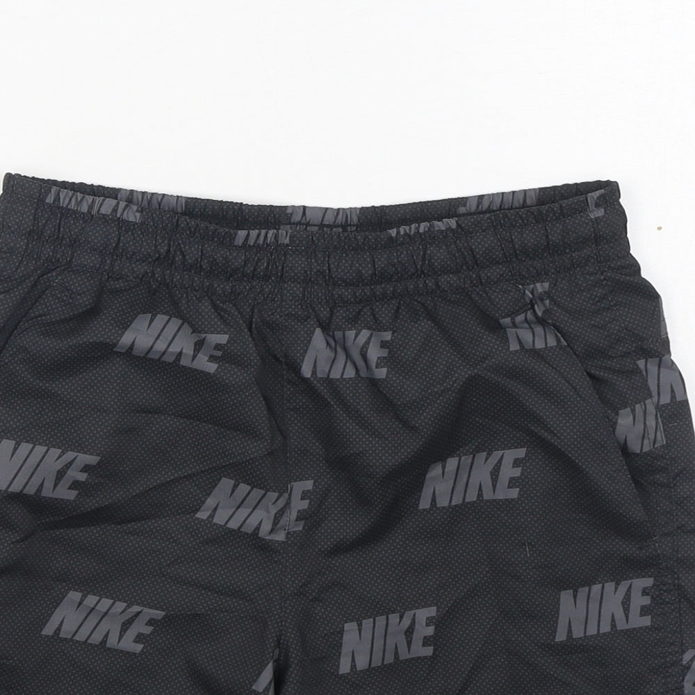 Nike Boys Black Geometric Polyester Sweat Shorts Size 10-11 Years Regular Tie