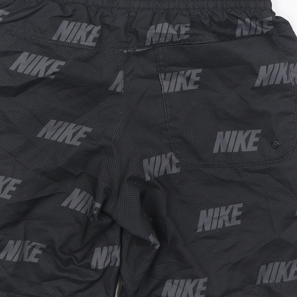 Nike Boys Black Geometric Polyester Sweat Shorts Size 10-11 Years Regular Tie