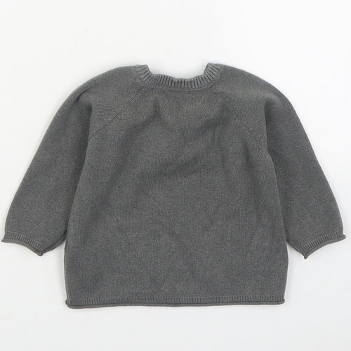 F&F Boys Grey Viscose Pullover Jumper Size 3-6 Months Button