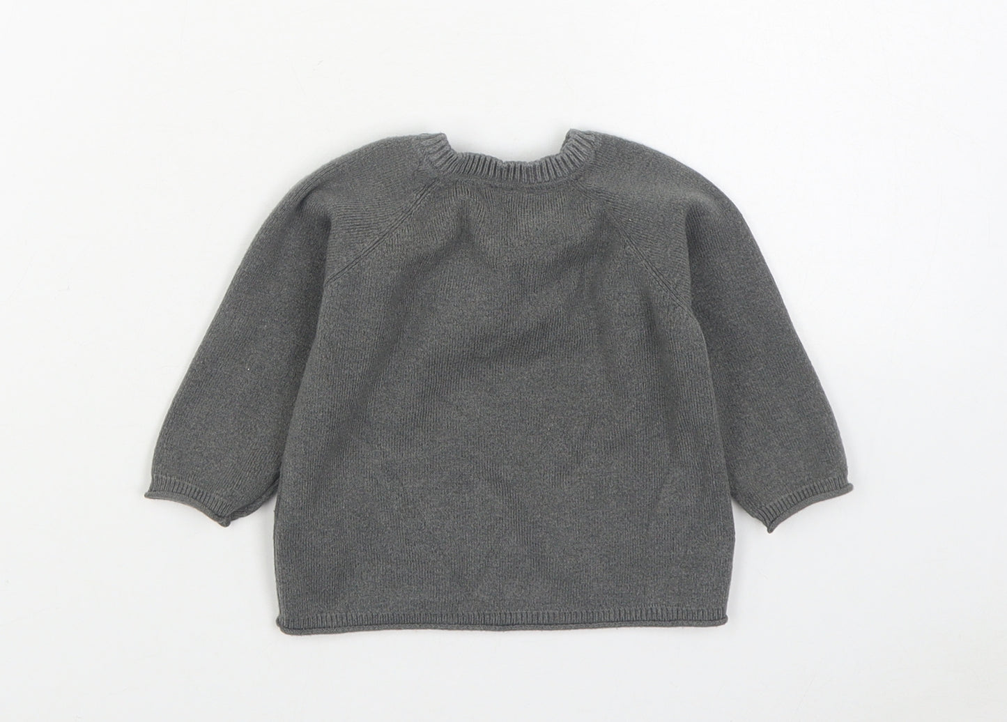 F&F Boys Grey Viscose Pullover Jumper Size 3-6 Months Button