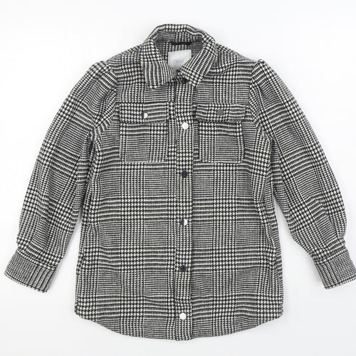 NEXT Girls Black Houndstooth Jacket Size 9 Years Button