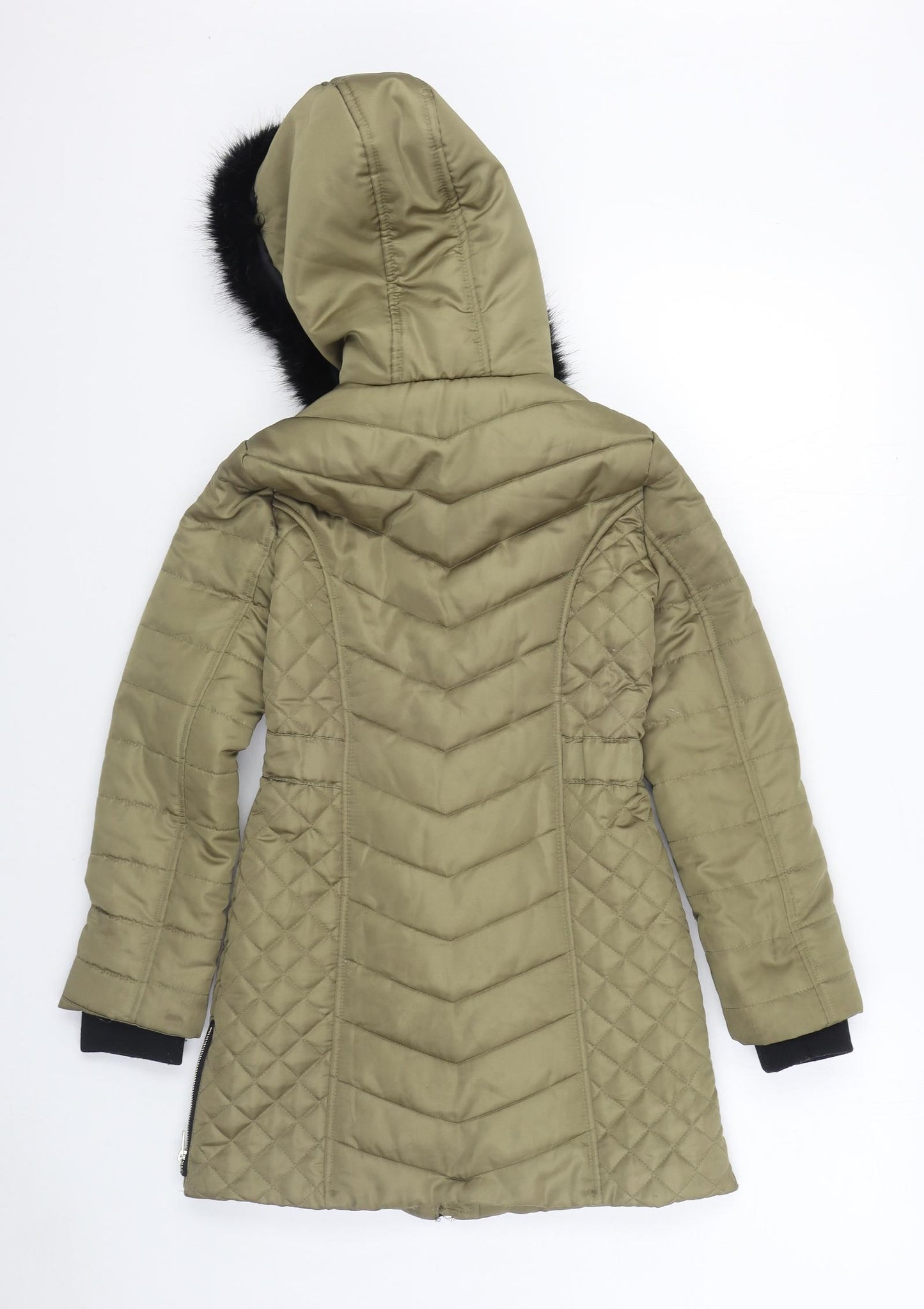 River Island Girls Green Parka Coat Size 9-10 Years Zip