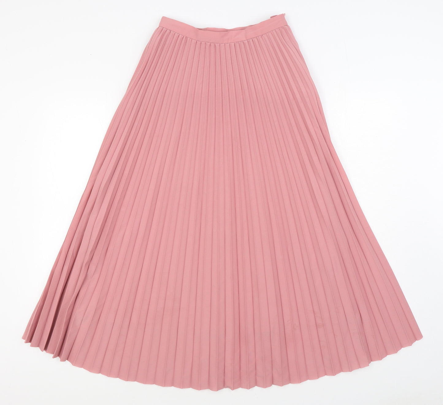 Marks and Spencer Womens Pink Polyester Pleated Skirt Size 6 Zip