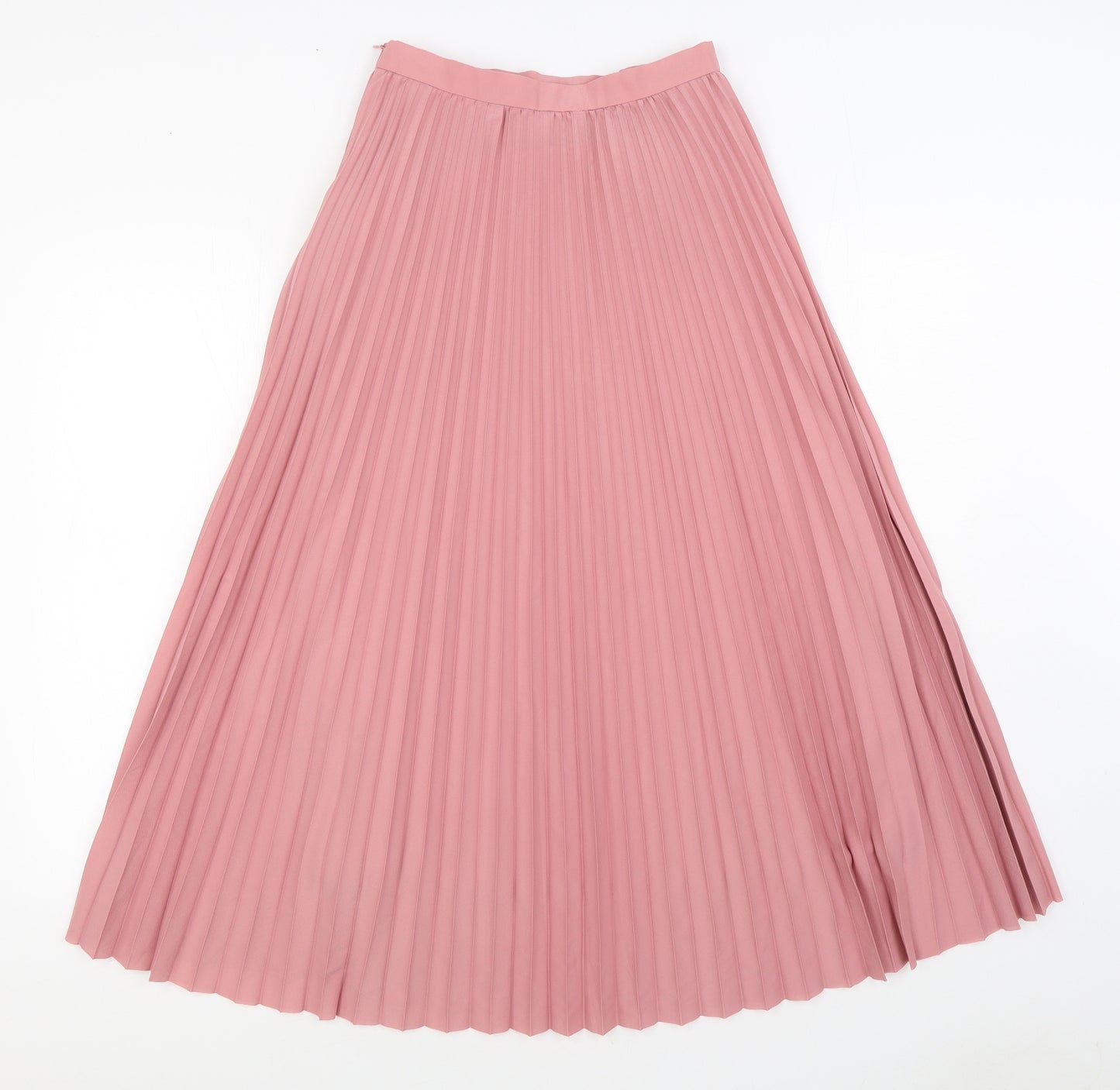 Marks and Spencer Womens Pink Polyester Pleated Skirt Size 6 Zip