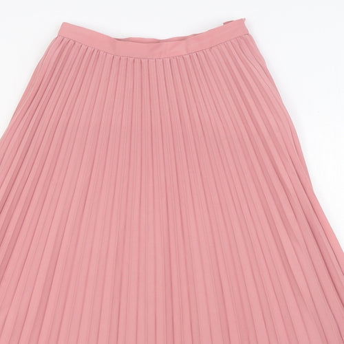 Marks and Spencer Womens Pink Polyester Pleated Skirt Size 6 Zip