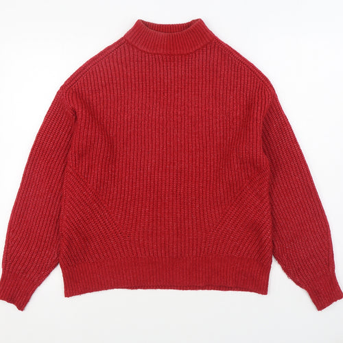 Primark Womens Red Round Neck Acrylic Pullover Jumper Size S