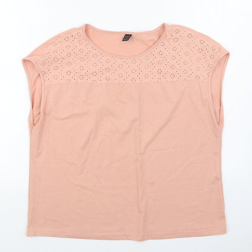 SheIn Womens Pink Polyester Basic T-Shirt Size XL Roll Neck