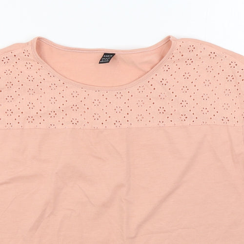 SheIn Womens Pink Polyester Basic T-Shirt Size XL Roll Neck