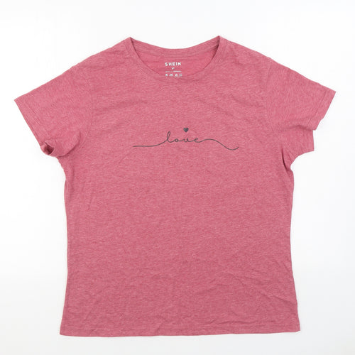 SheIn Womens Red Cotton Basic T-Shirt Size XL Round Neck