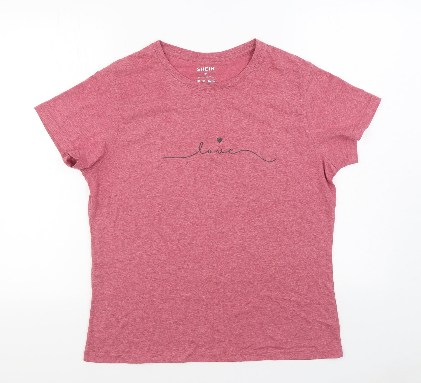 SheIn Womens Red Cotton Basic T-Shirt Size XL Round Neck