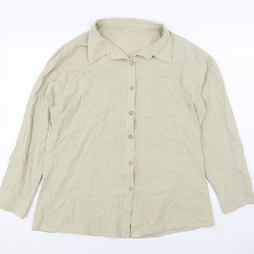 SheIn Womens Beige Polyester Basic Button-Up Size M Collared