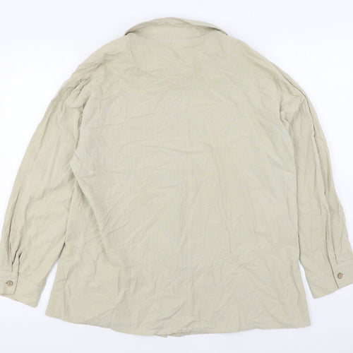 SheIn Womens Beige Polyester Basic Button-Up Size M Collared