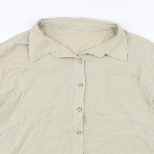 SheIn Womens Beige Polyester Basic Button-Up Size M Collared
