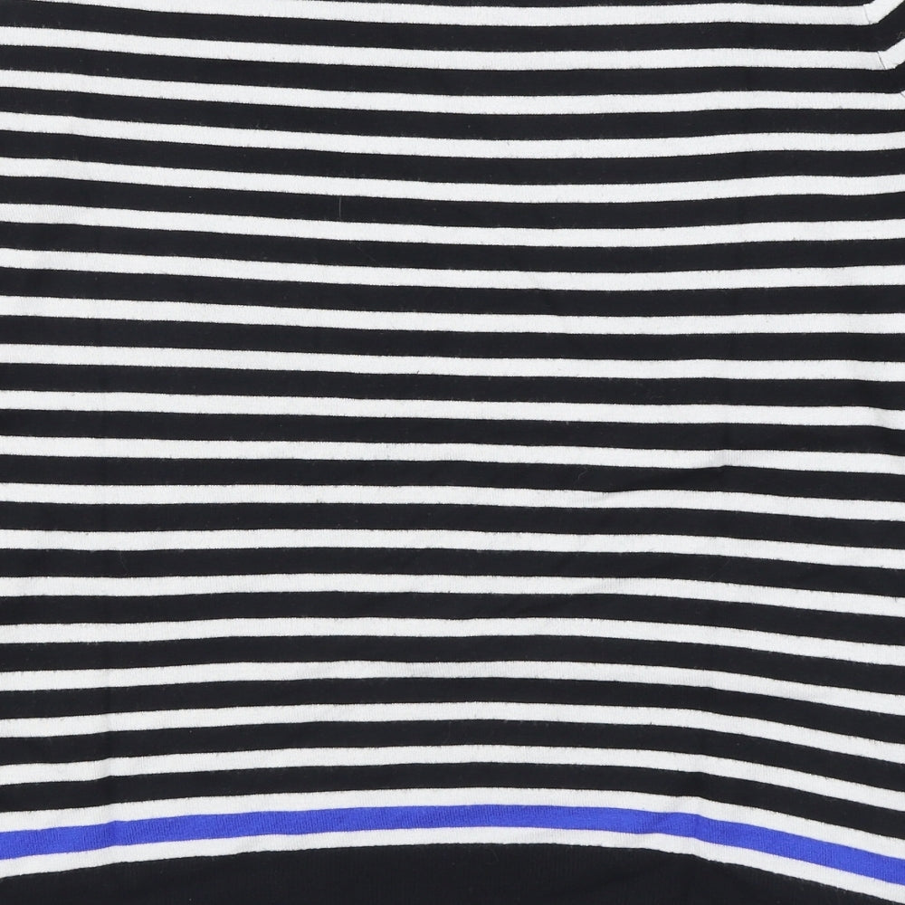 Wallis Womens Black Scoop Neck Striped Viscose Pullover Jumper Size 14