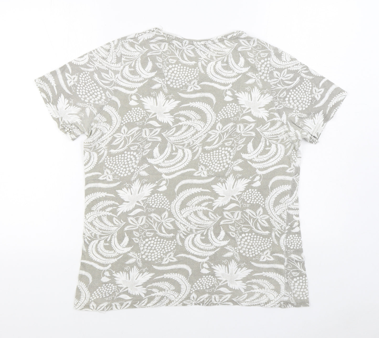 Isle Womens Beige Floral 100% Cotton Basic T-Shirt Size M Scoop Neck