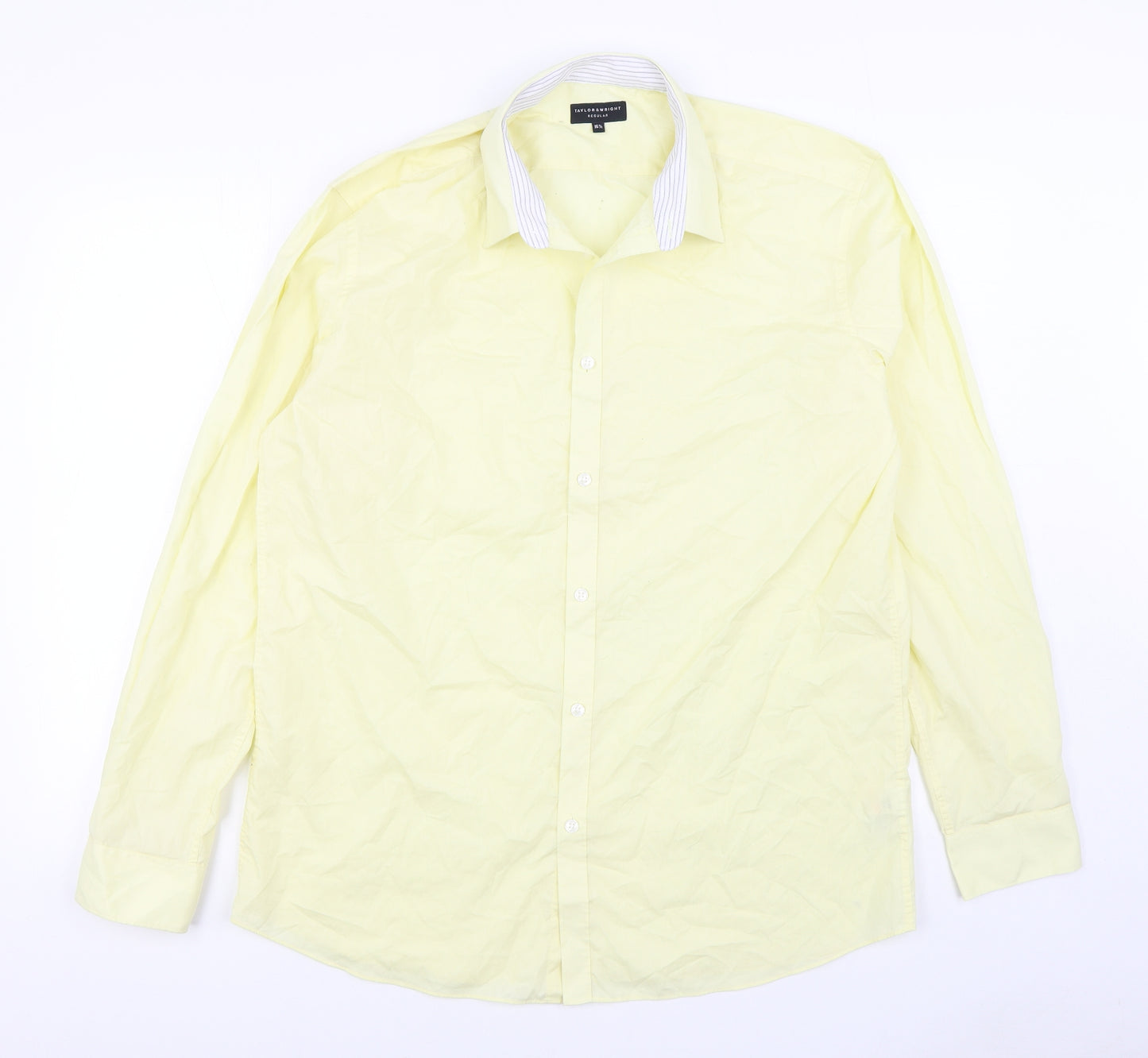 Matalan Mens Yellow Polyester Dress Shirt Size 16.5 Collared Button