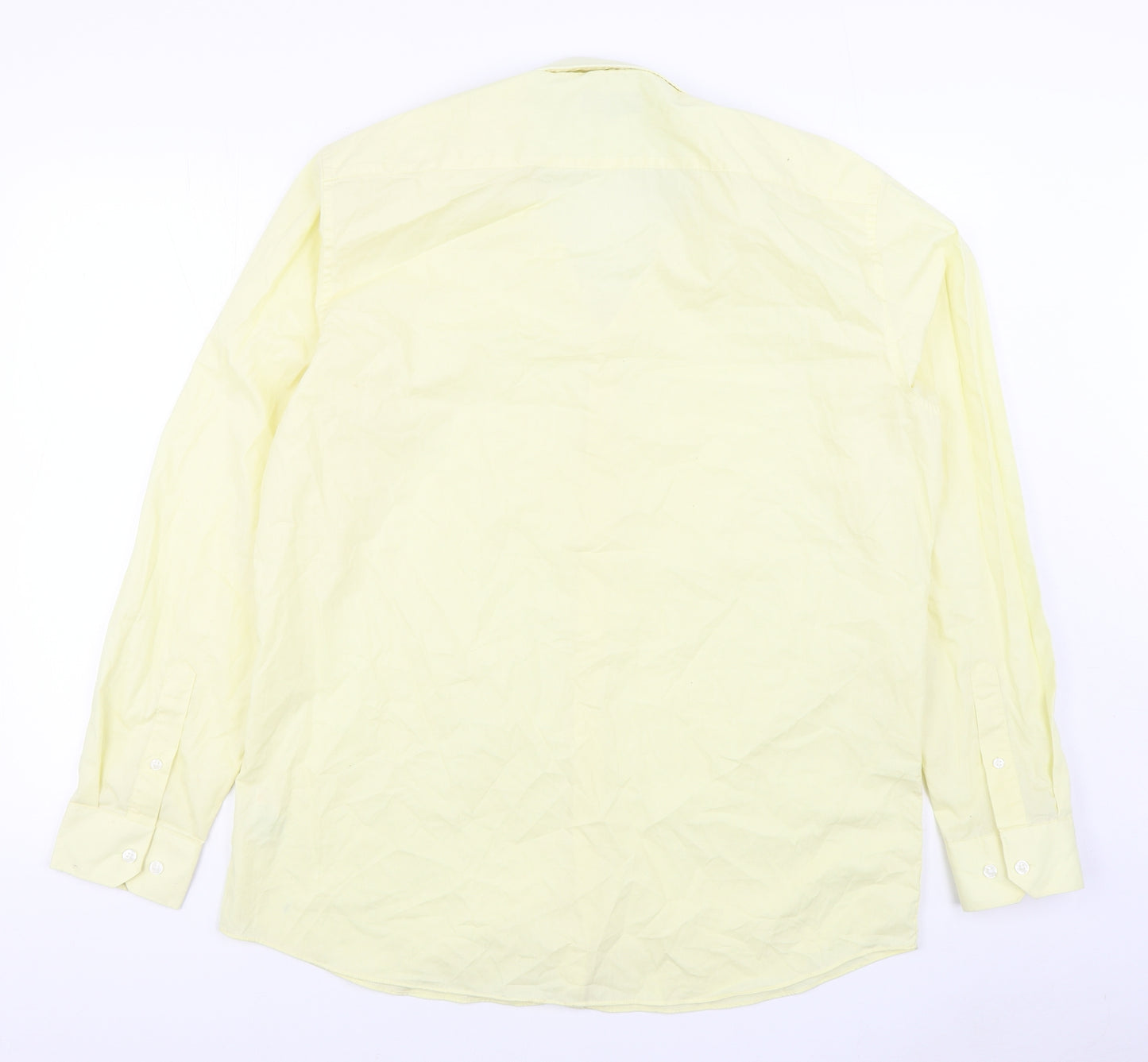 Matalan Mens Yellow Polyester Dress Shirt Size 16.5 Collared Button