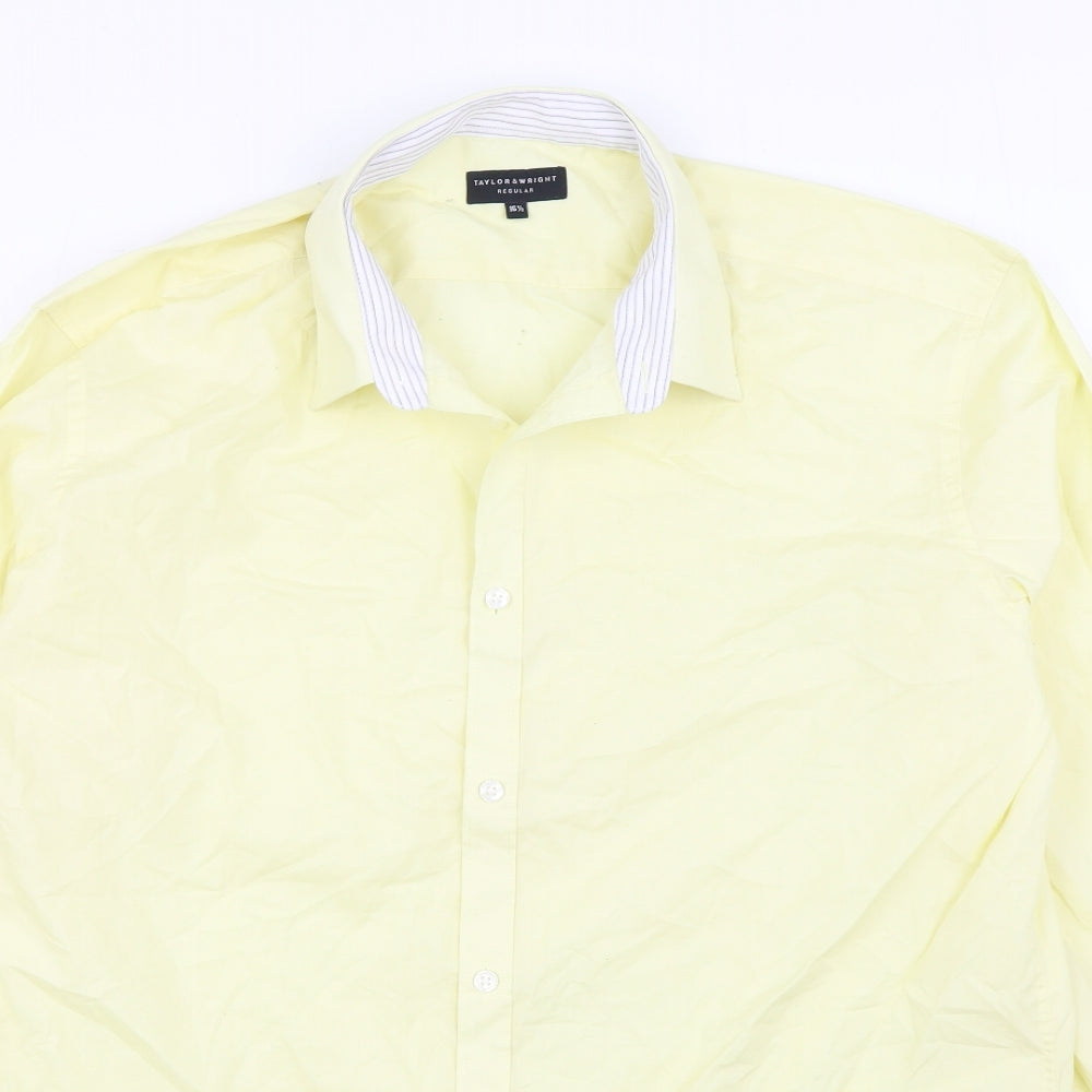 Matalan Mens Yellow Polyester Dress Shirt Size 16.5 Collared Button