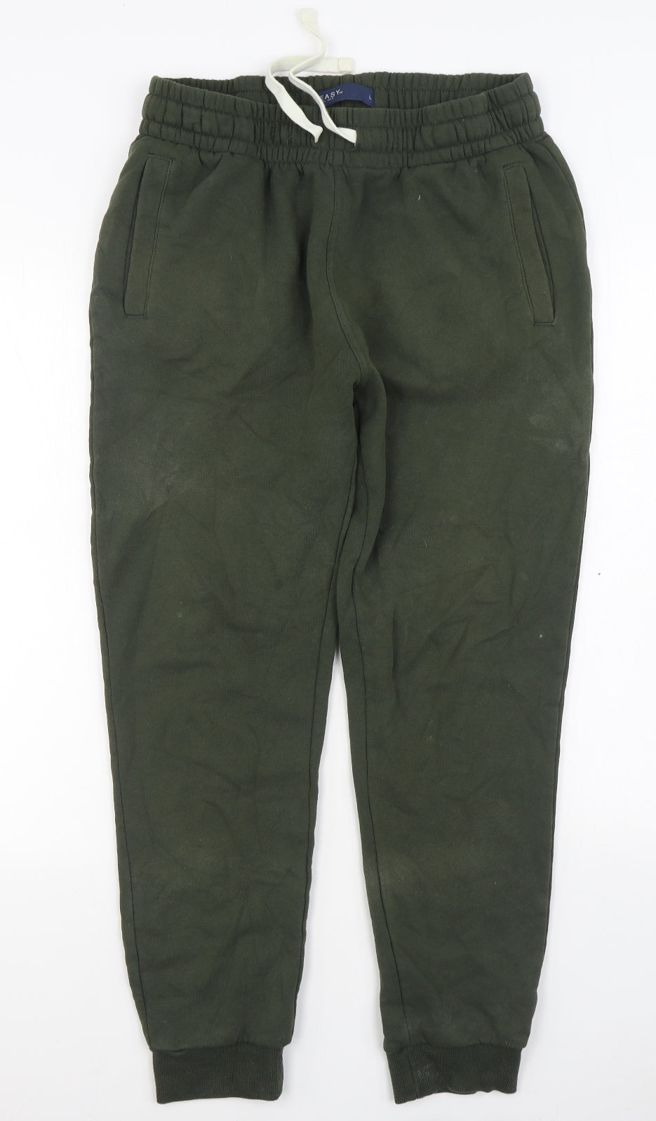 Matalan Womens Green Cotton Jogger Trousers Size L L30 in Regular Tie