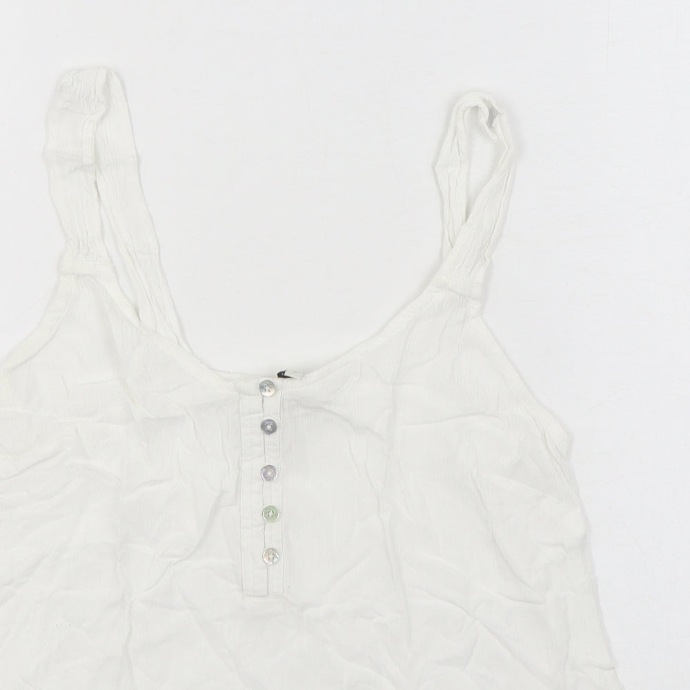 NEXT Womens White Viscose Basic Tank Size 12 Scoop Neck