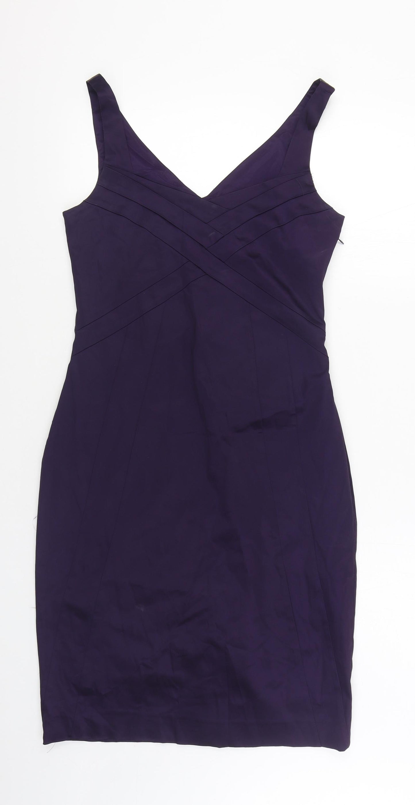 In Wear Womens Purple Viscose Sheath Size 12 V-Neck Zip