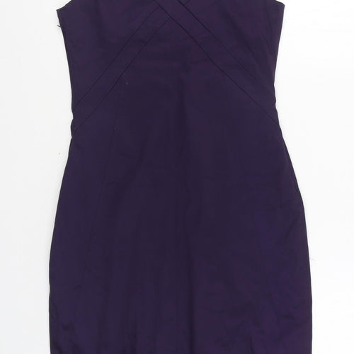 In Wear Womens Purple Viscose Sheath Size 12 V-Neck Zip