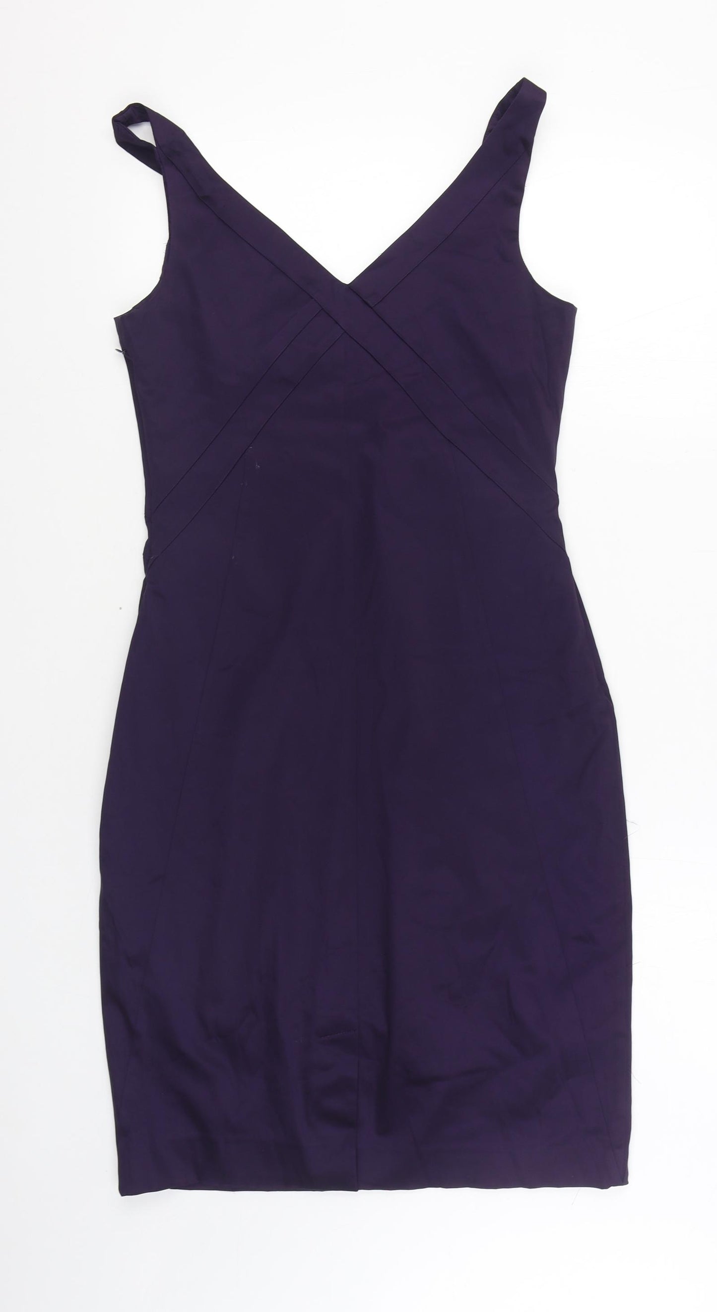 In Wear Womens Purple Viscose Sheath Size 12 V-Neck Zip
